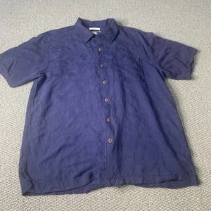 Ocean & Coast Mens Shirt Size‎ Large Blue Washable Silk Short Sleeves Button Up